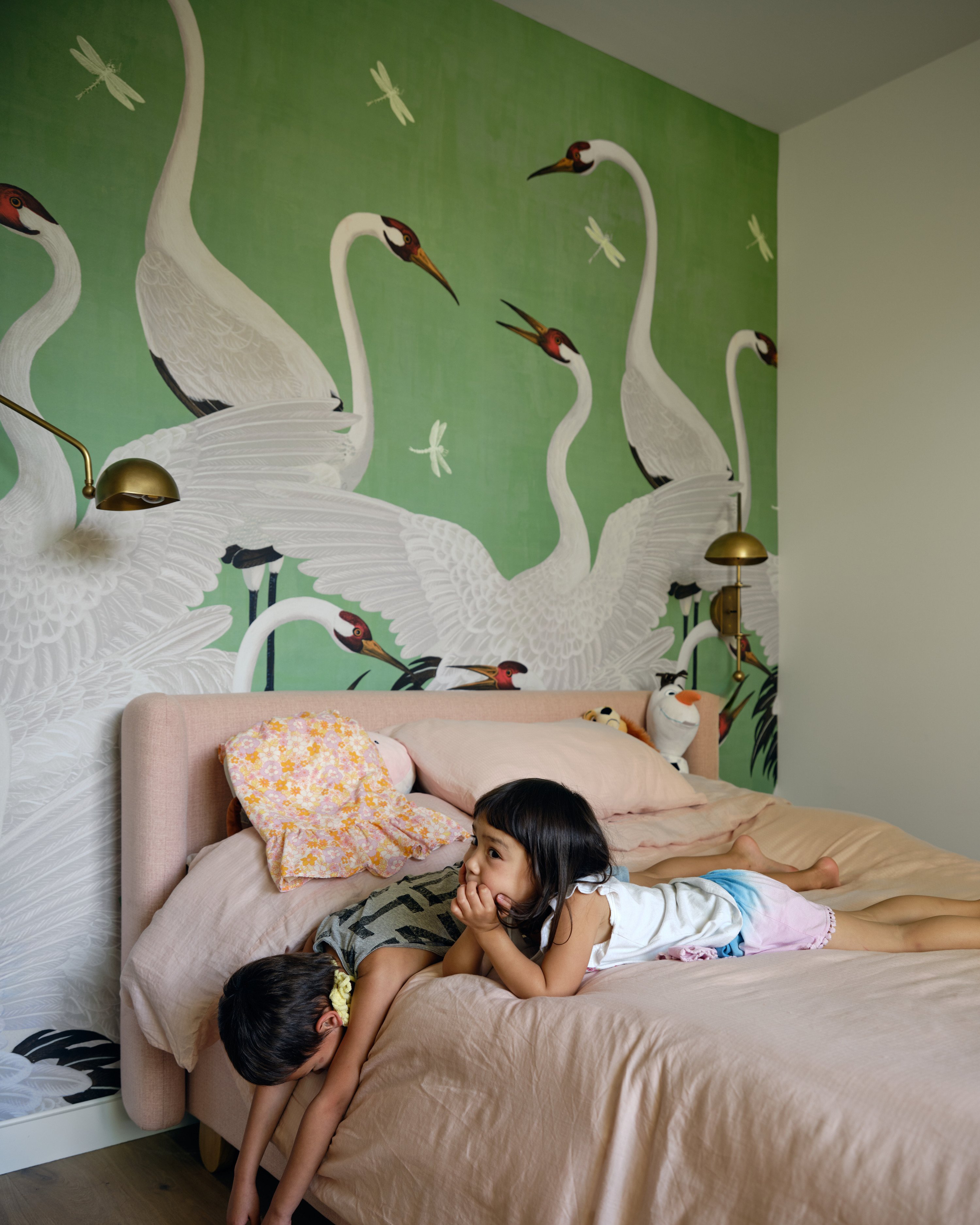 kids bedroom ideas - swan wallpaper in Summerhill Home Renovation